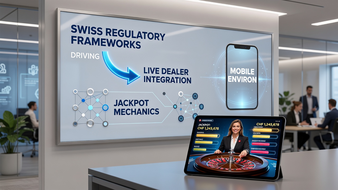 Mobile device displaying live dealer table with jackpot counter in Swiss-regulated casino app